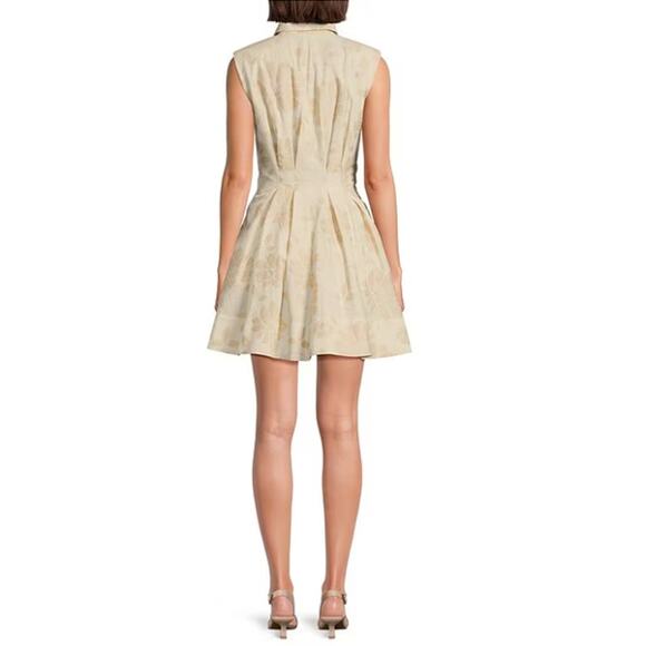 Alex Marie Women's Sand Tinsley Cotton Cap Sleeve Button Down Dress Size 10 - Picture 2 of 5